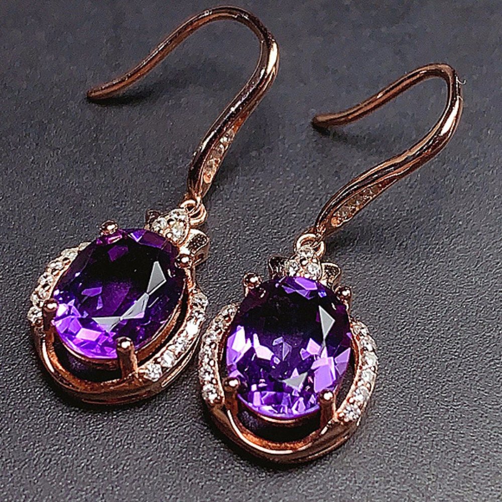 Purple rose gold Crystal Earrings ZB103938201AZ